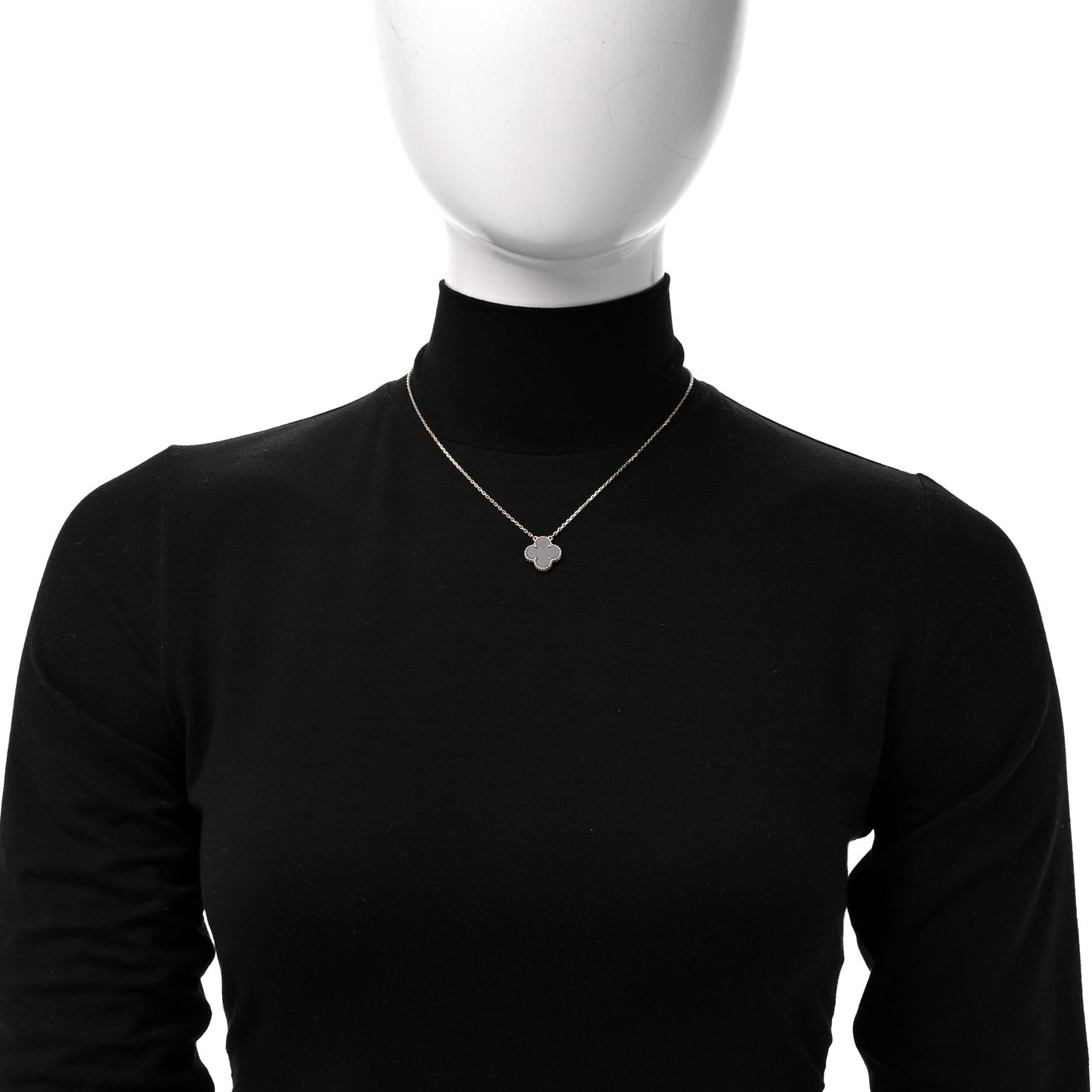 18K Yellow Gold Black Onyx Vintage Alhambra Pendant Necklace