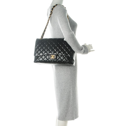 Chanel Lambskin Quilted Maxi Single Flap Black 2 of 9