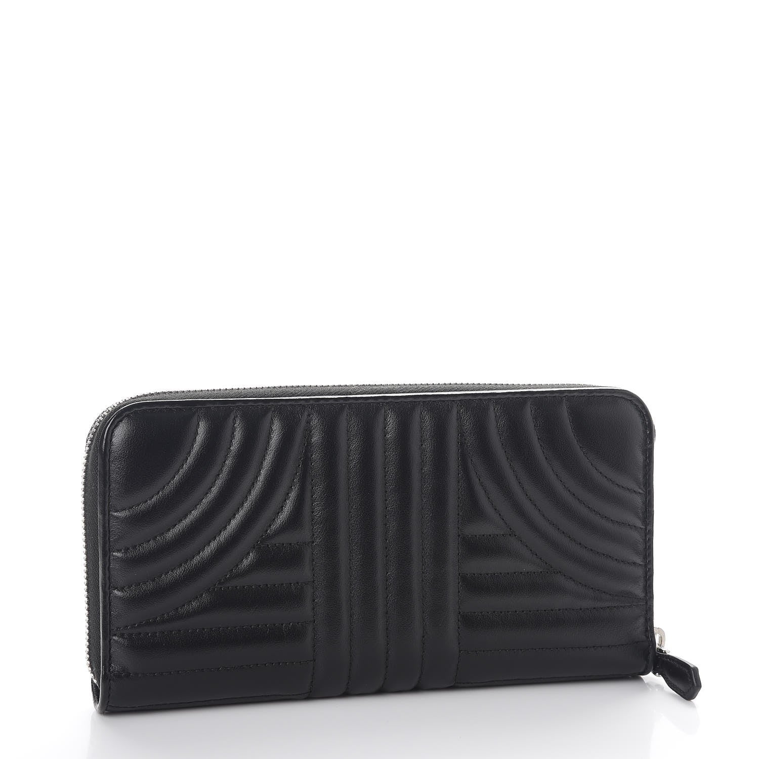 Prada Soft Calfskin Diagramme Zip Around Wallet Black 3 of 8