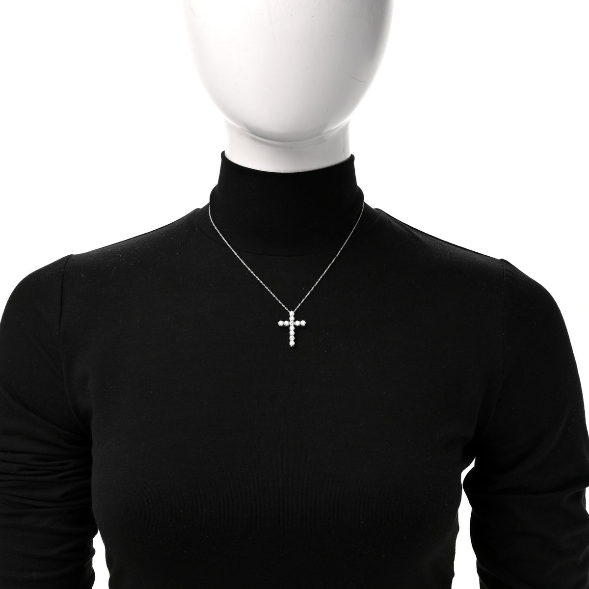 Tiffany Platinum Diamond Large Cross Pendant Necklace 2 of 5