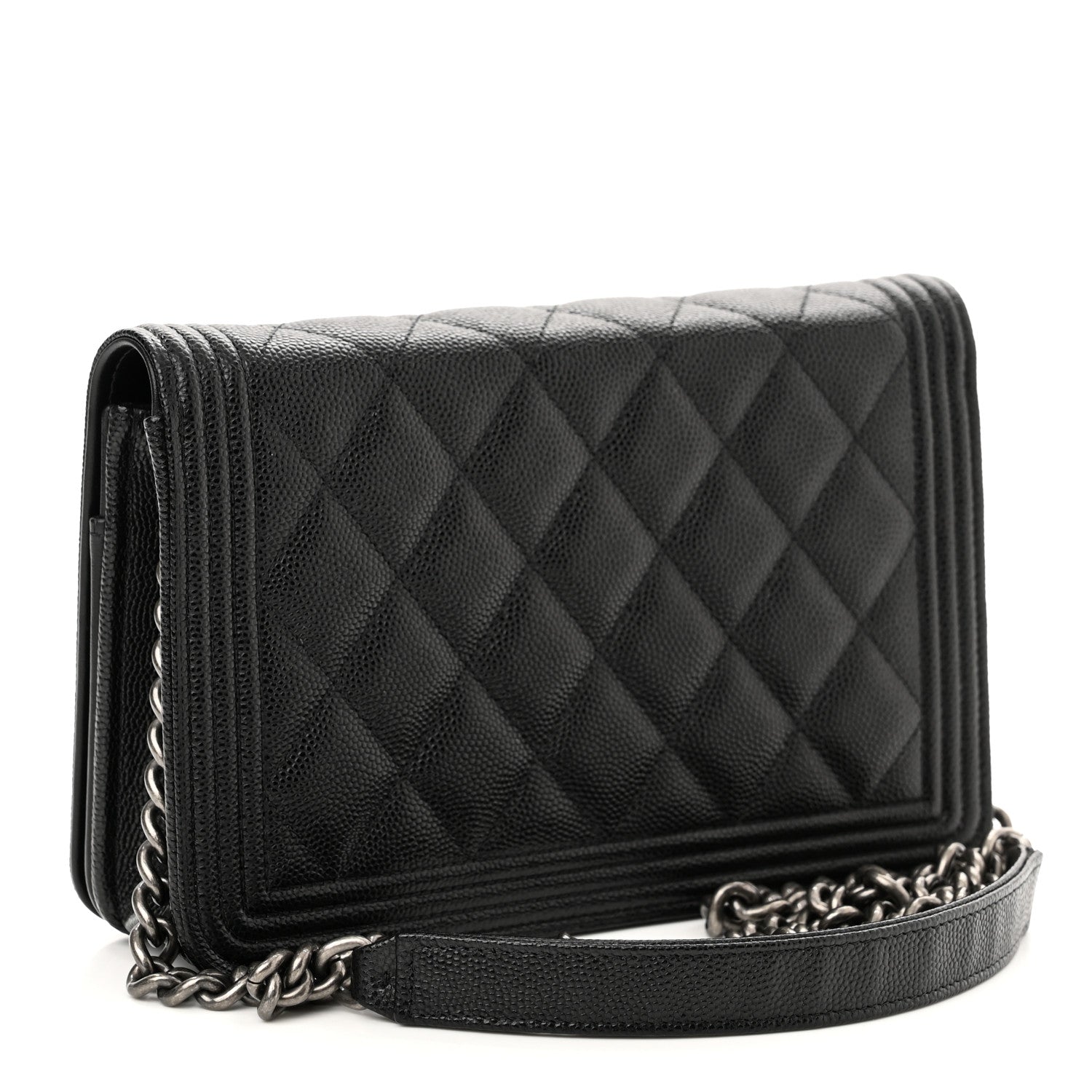 Chanel Caviar Quilted Boy Wallet On Chain WOC Black 3 of 12
