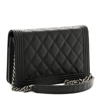 Chanel Caviar Quilted Boy Wallet On Chain WOC Black 3 of 12