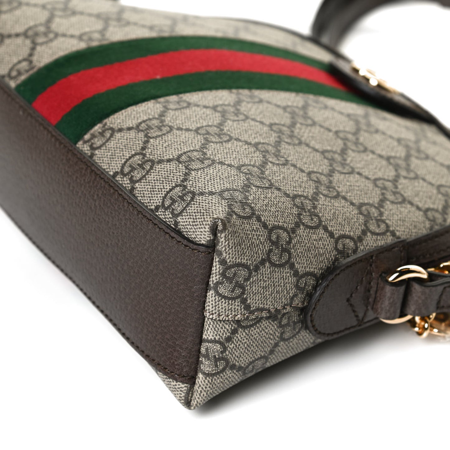GG Supreme Monogram Textured Dollar Calfskin Web Small Ophidia Dome Shoulder Bag Beige Ebony New Acero
