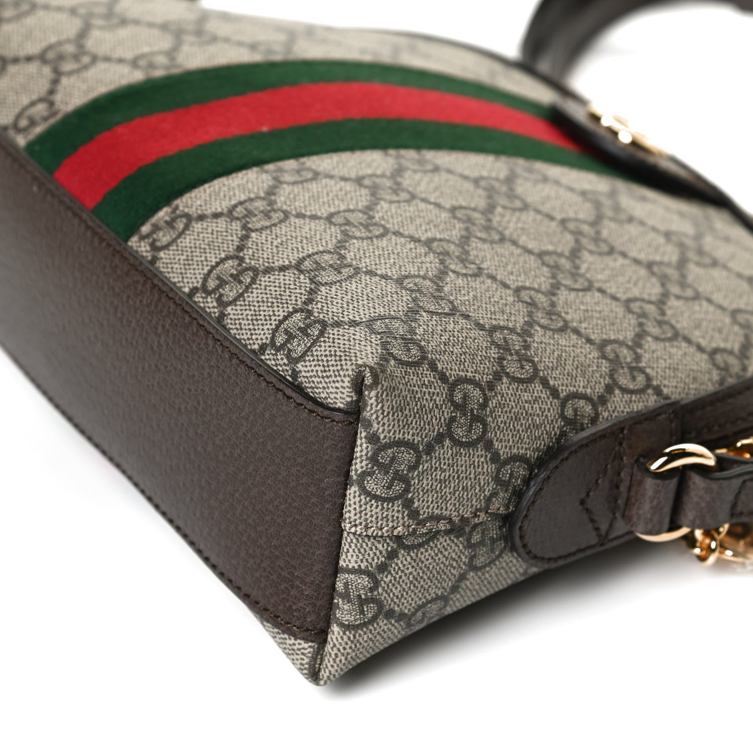 Gucci GG Supreme Monogram Textured Dollar Calfskin Web Small Ophidia Dome Shoulder Bag Beige Ebony New Acero 11 of 12