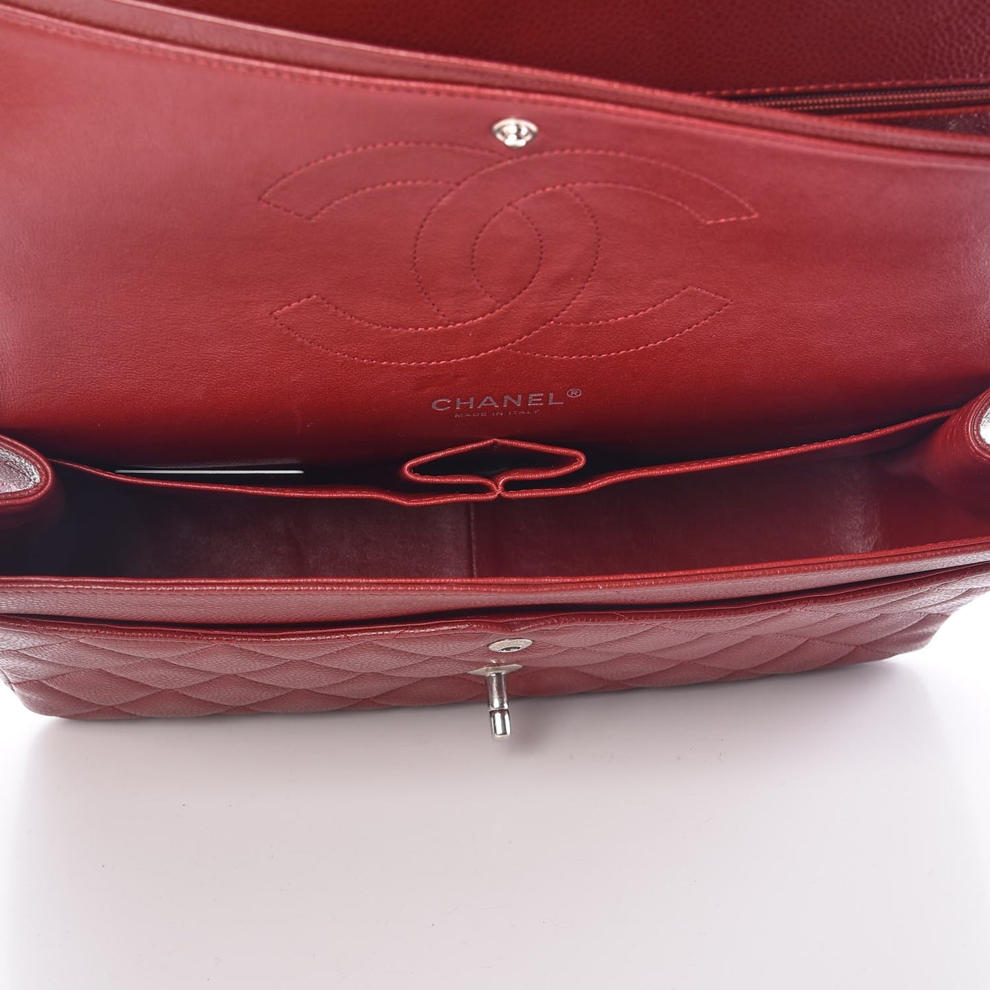 Caviar Quilted Jumbo Double Flap Burgundy