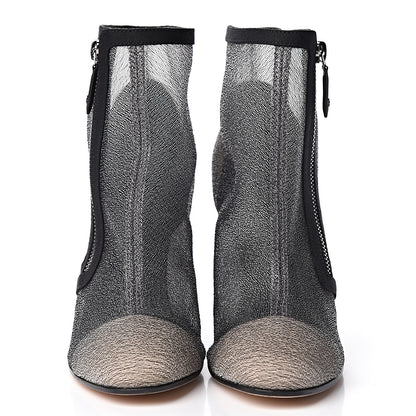 Chanel Mesh Grosgrain Cap Toe Short Boots 38 Grey Black 2 of 12