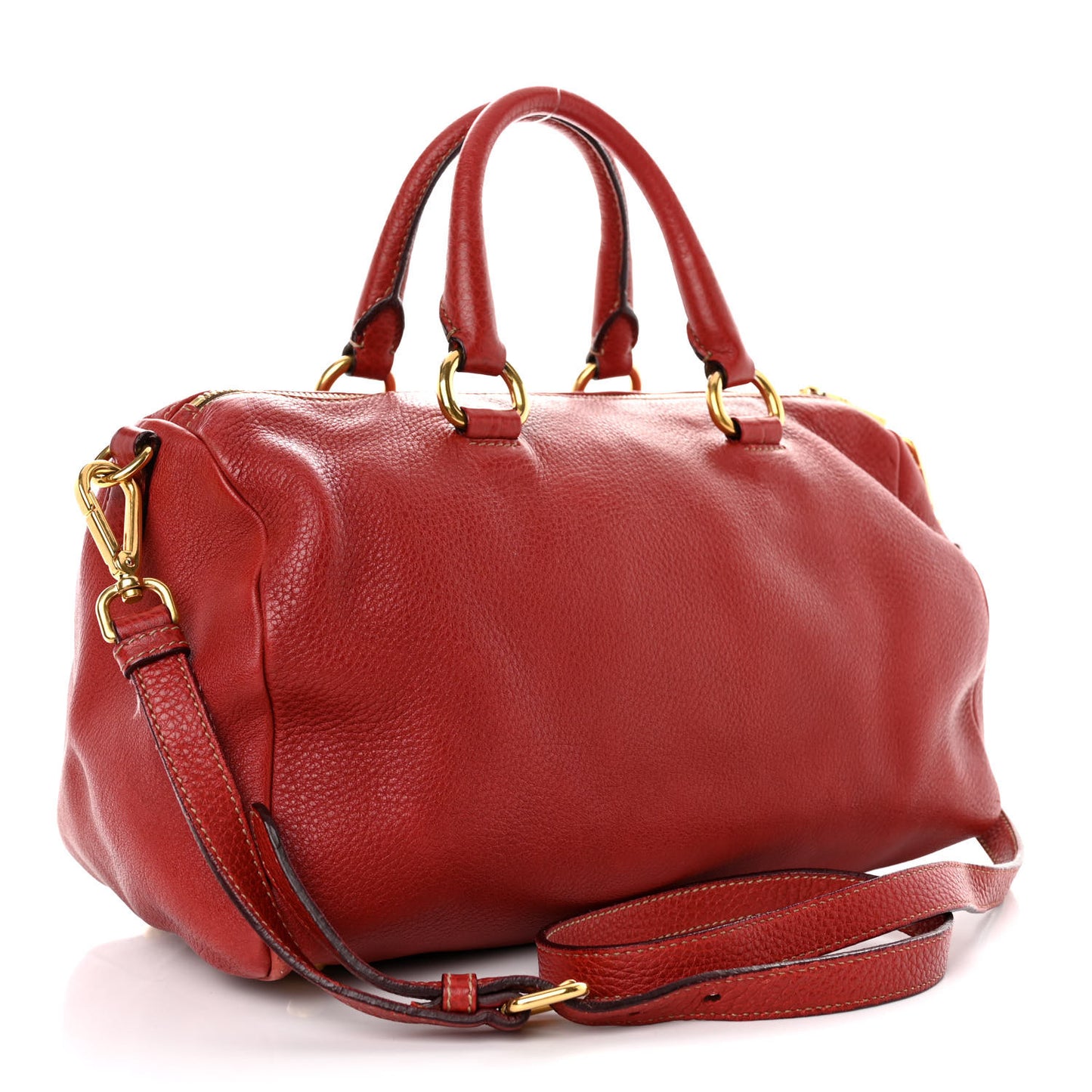 Vitello Daino Top Handle Shoulder Bag Rosso
