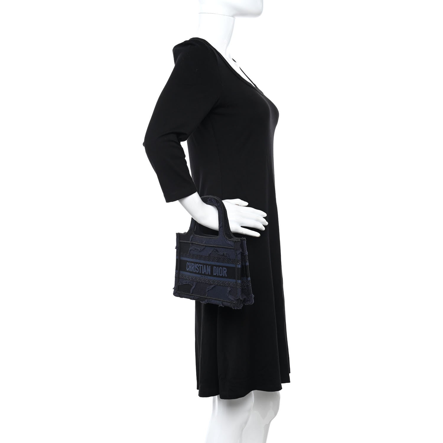 Christian Dior Canvas Embroidered Camouflage Mini Book Tote Blue 2 of 9