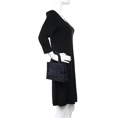 Christian Dior Canvas Embroidered Camouflage Mini Book Tote Blue 2 of 9