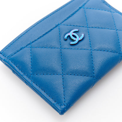 Chanel Lambskin Quilted Card Holder Blue Pink 10 of 12