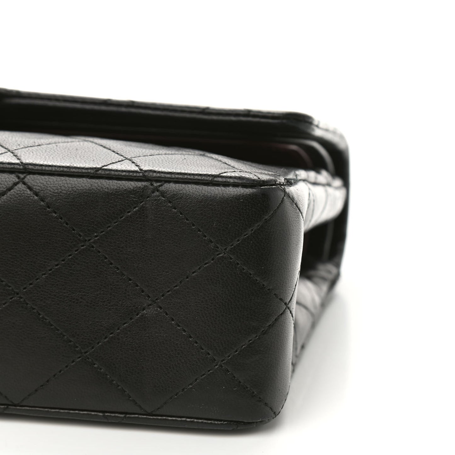 Lambskin Quilted Medium Double Flap Black