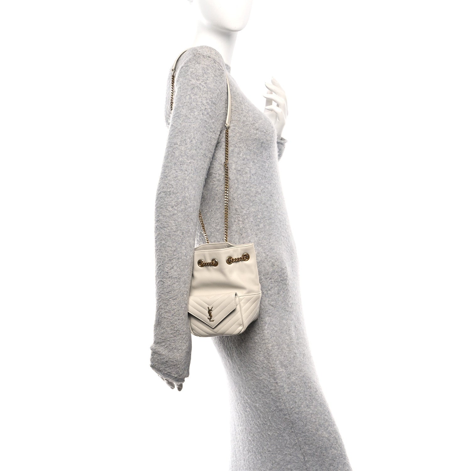 Saint Laurent Lambskin Matelasse Monogram Joe Nano Bucket Bag Crema Soft 2 of 10