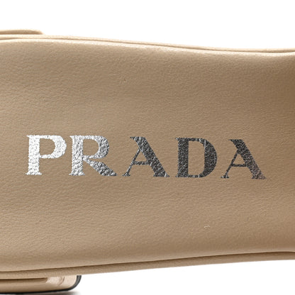 Prada Nappa Logo Quilted Block Heel Slide Sandals 35 Desert 6 of 9