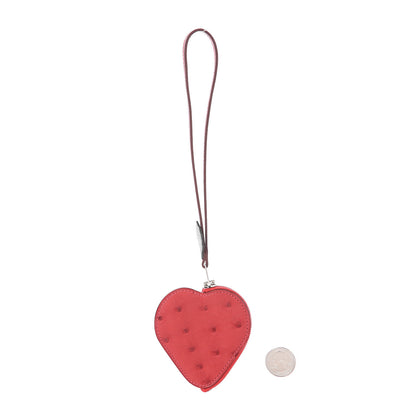 Hermes Ostrich Tutti Frutti Strawberry Coin Purse Charm Rouge Vif Canopee 6 of 7
