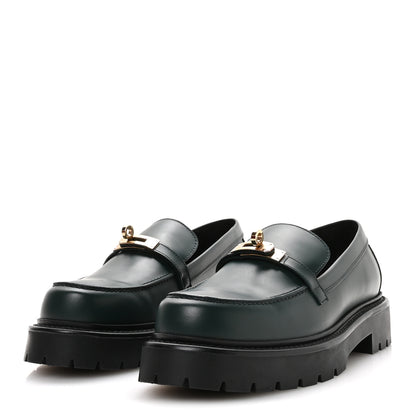 Hermes Glazed Calfskin Womens Icone Loafers 40 Vert Bouteille 4 of 9