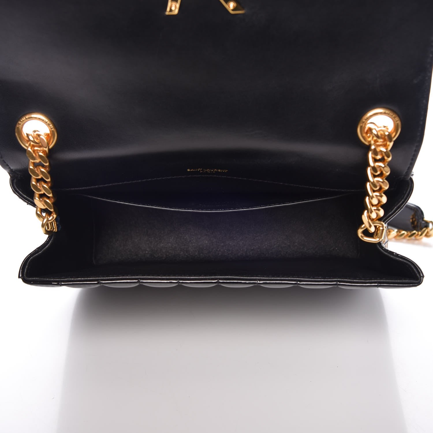 Saint Laurent Patent Matelasse Monogram Large Vicky Chain Bag Black 5 of 9