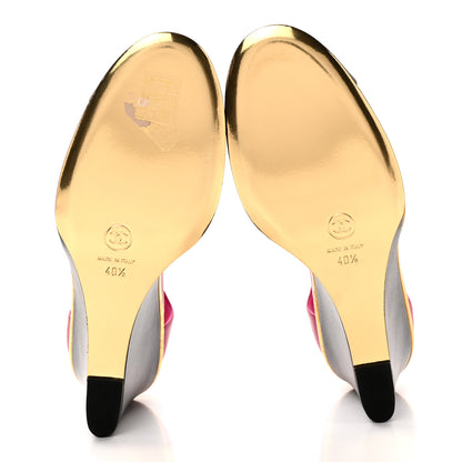 Chanel Lambskin Cap Toe Open Wedge 40.5 Fuchsia Black 5 of 10