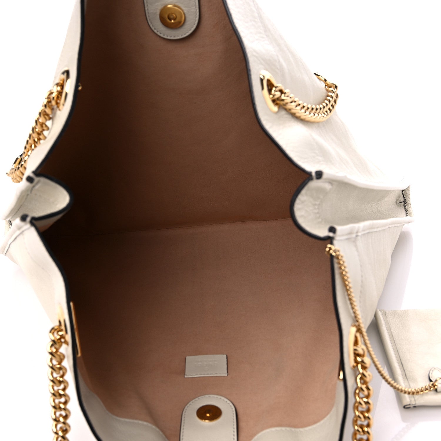 Gucci Suede Calfskin Large Rajah Chain Tote White 6 of 10