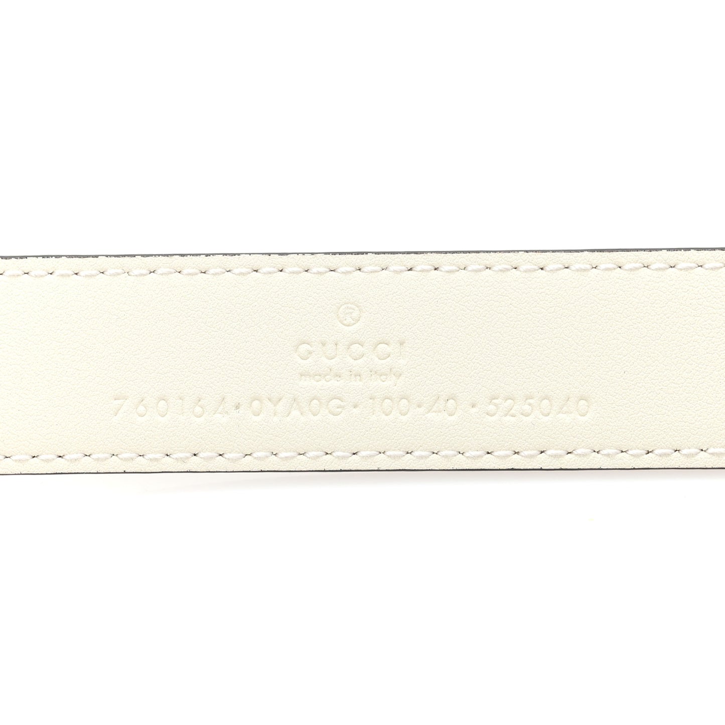 Plutone Calfskin Round Interlocking G Belt  100 40 Mystic White