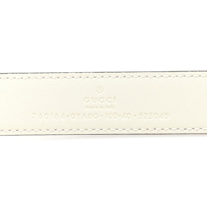 Gucci Plutone Calfskin Round Interlocking G Belt  100 40 Mystic White 3 of 4