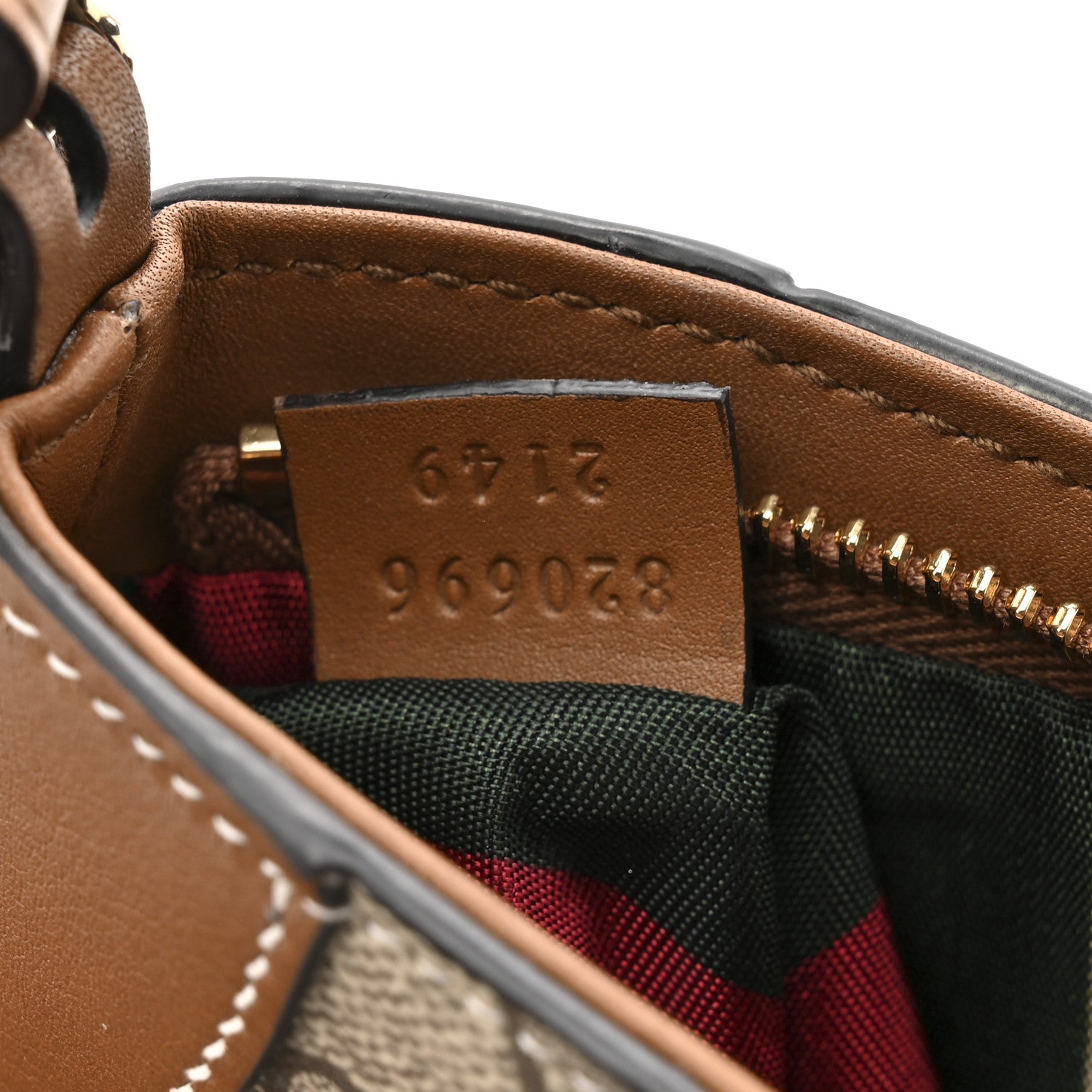 Gucci GG Monogram Calfskin Small Emblem Shoulder Bag Beige Dark Brown 7 of 12