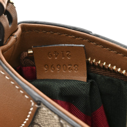 Gucci GG Monogram Calfskin Small Emblem Shoulder Bag Beige Dark Brown 7 of 12