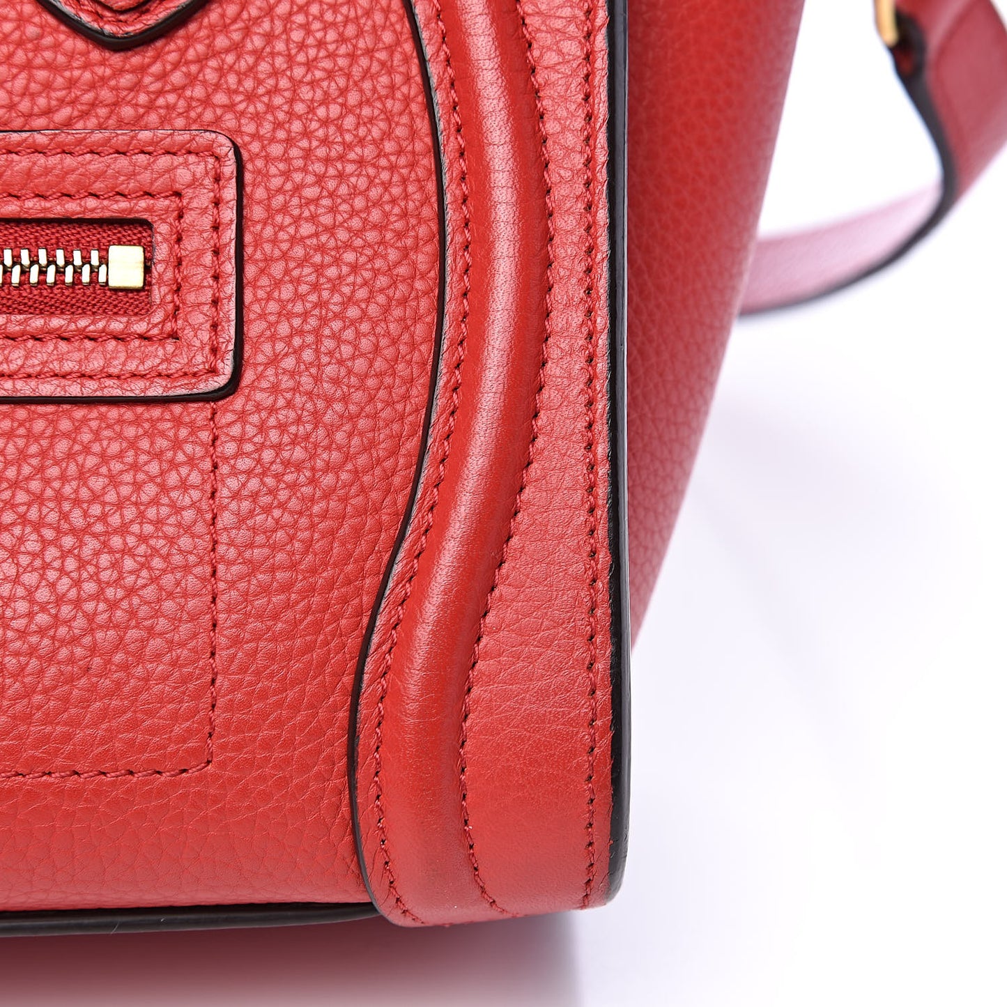 Drummed Calfskin Nano Luggage Coquelicot