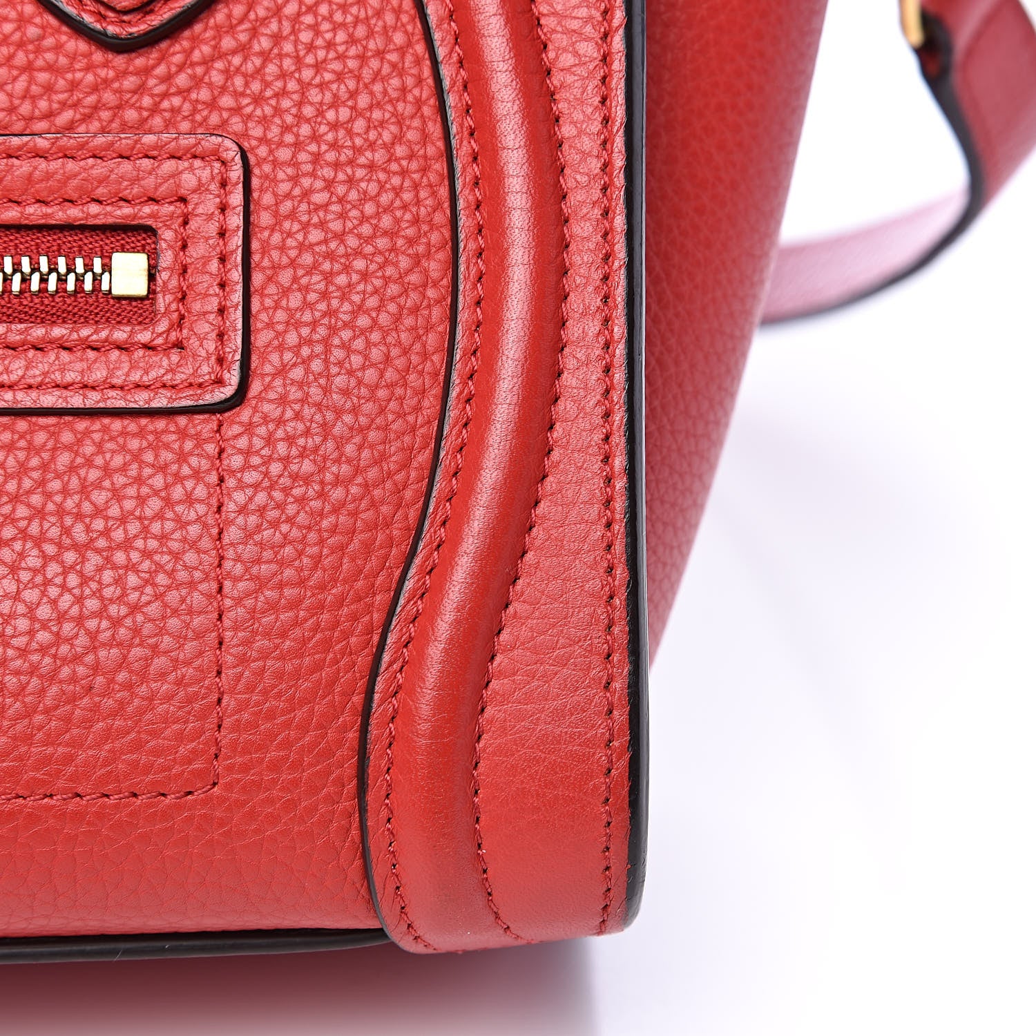Celine Drummed Calfskin Nano Luggage Coquelicot 13 of 13