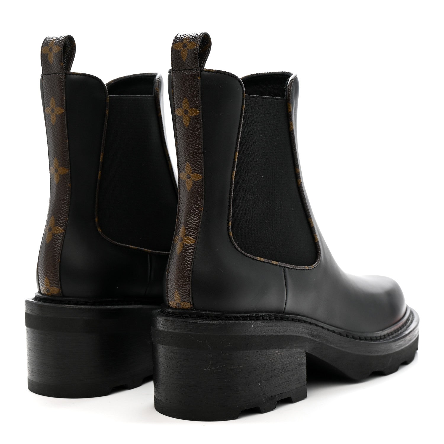 Louis Vuitton Calfskin Monogram Beaubourg Ankle Boots 38 Black 4 of 8