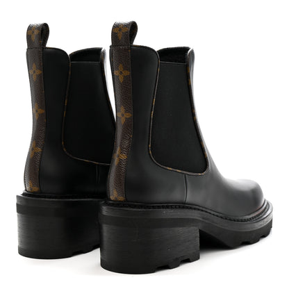 Louis Vuitton Calfskin Monogram Beaubourg Ankle Boots 38 Black 4 of 8