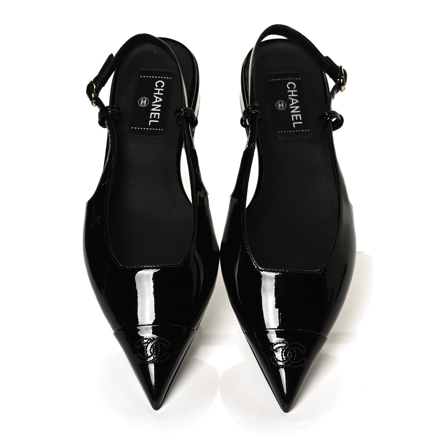 Chanel Patent CC Slingback Flats 39 Black 5 of 9