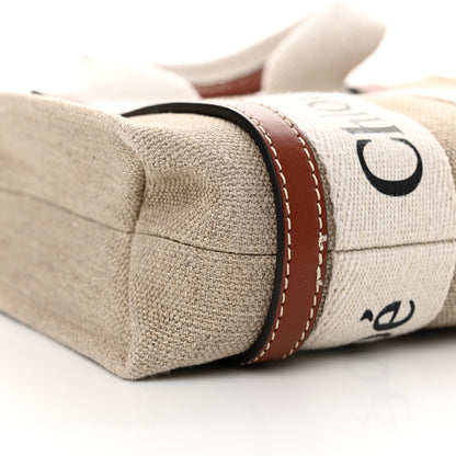 Chloe Cotton Calfskin Mini Woody Ribbon Tote White Brown 9 of 11