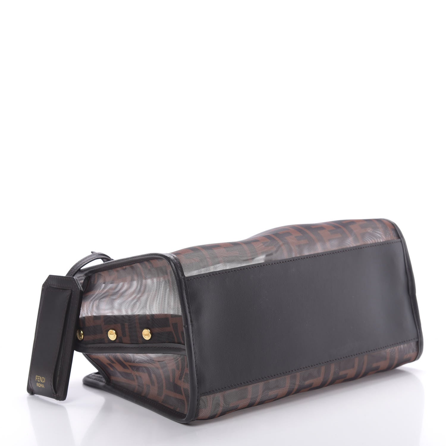 Fendi Mesh Vitello Century FF 1974 Mini Peekaboo Defender Cover Marrone Black Ebano 4 of 10