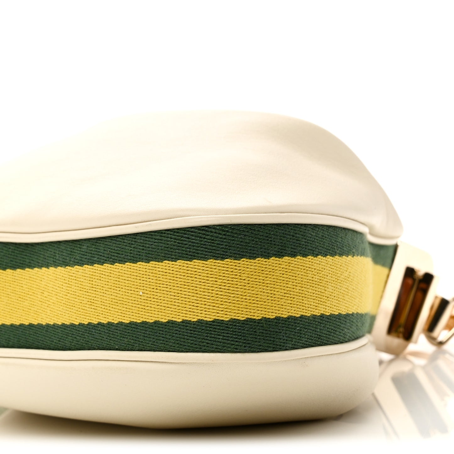 Aria Calfskin Web Small Attache Shoulder Bag White