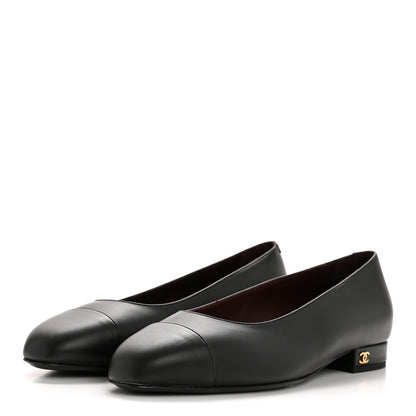 Chanel Lambskin Cap Toe CC Uniform Ballerina Flats 37 Black 4 of 10