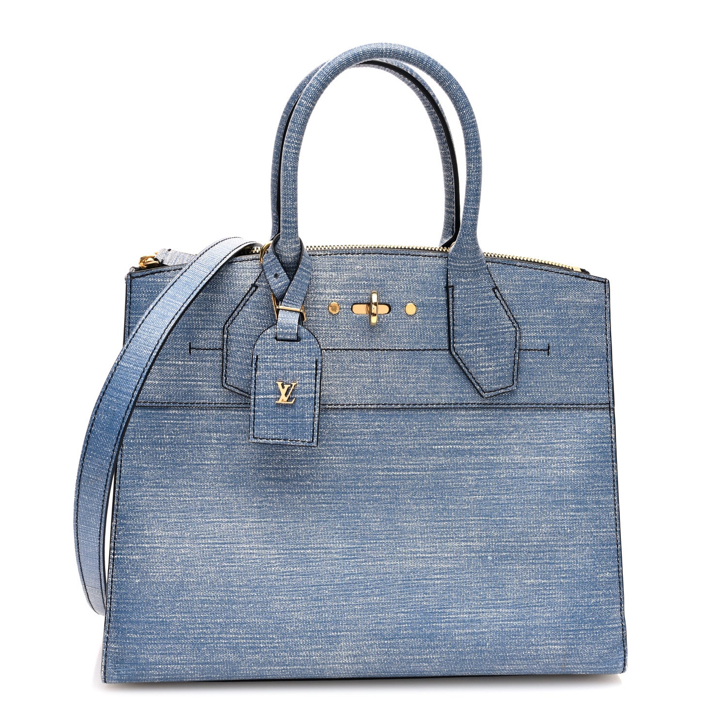 Louis Vuitton Epi City Steamer MM Blue Jean 1 of 9