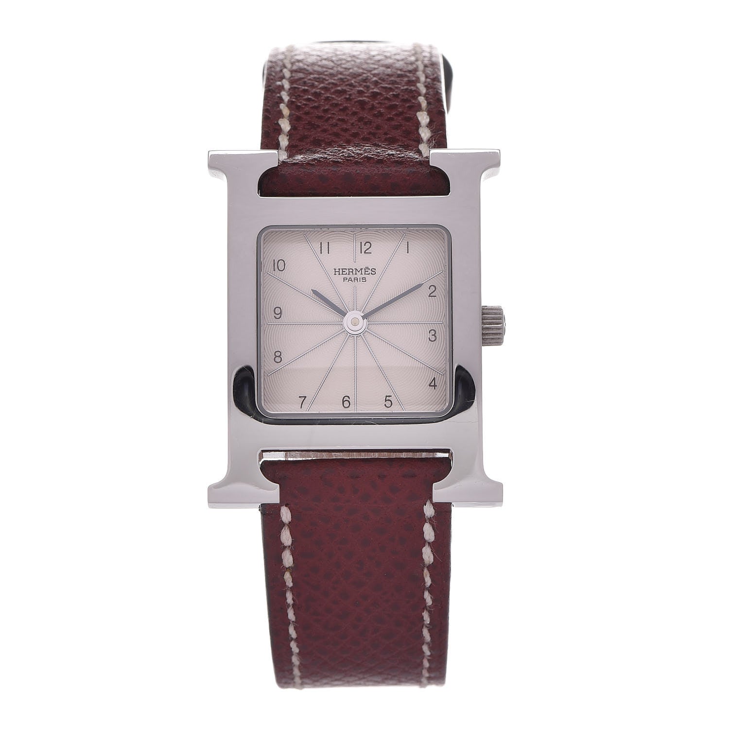 Hermes Stainless Steel Epsom 21mm Heure H Hour Quartz Watch Brique 1 of 8