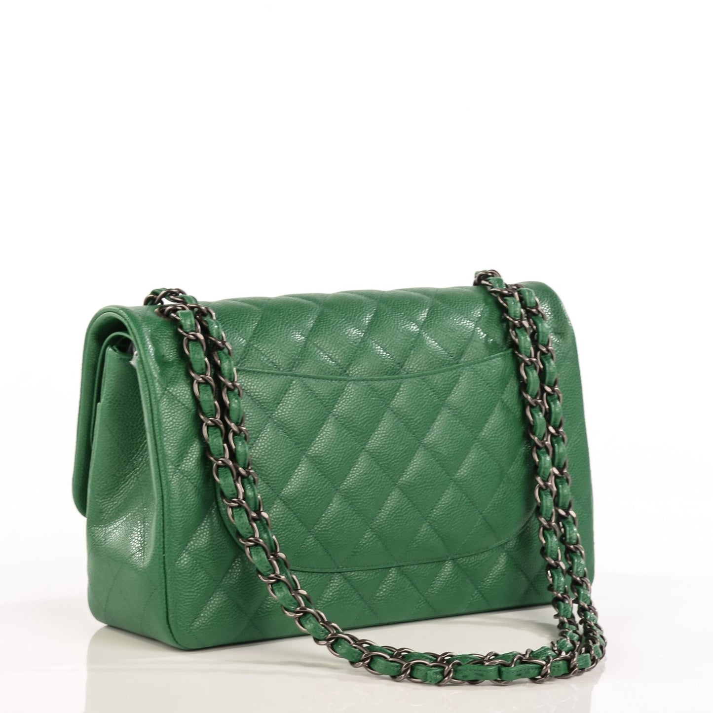 Caviar Quilted Jumbo Double Flap Green