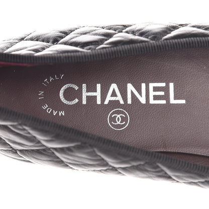 Chanel Aged Calfskin Quilted CC Cap Toe Ballerina Flats 38 Black 9 of 12