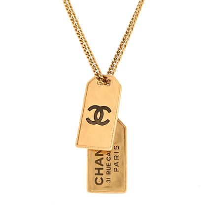 Chanel ID Dog Tag Charm Necklace Gold 4 of 6