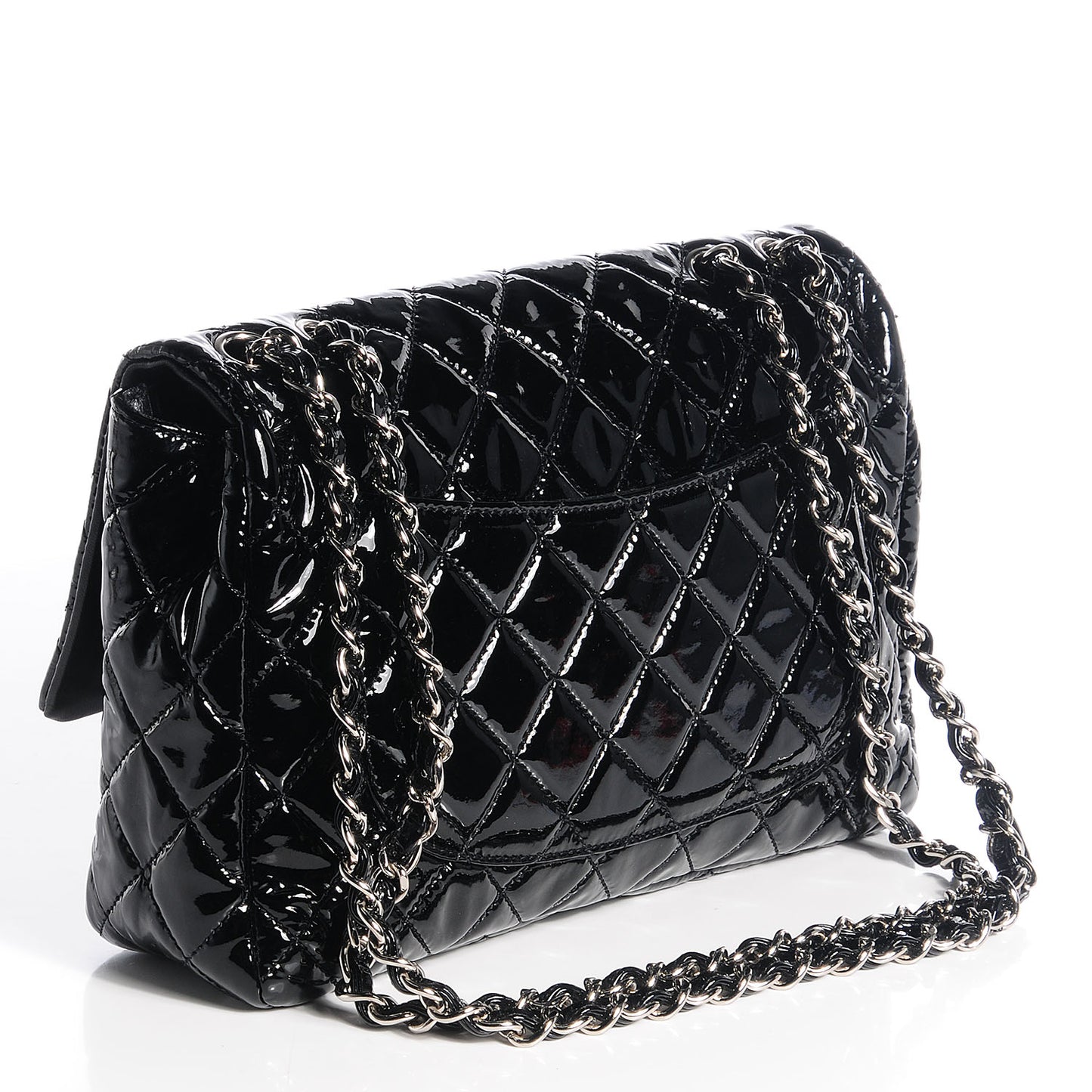 Patent Quilted Jumbo Single Flap Black