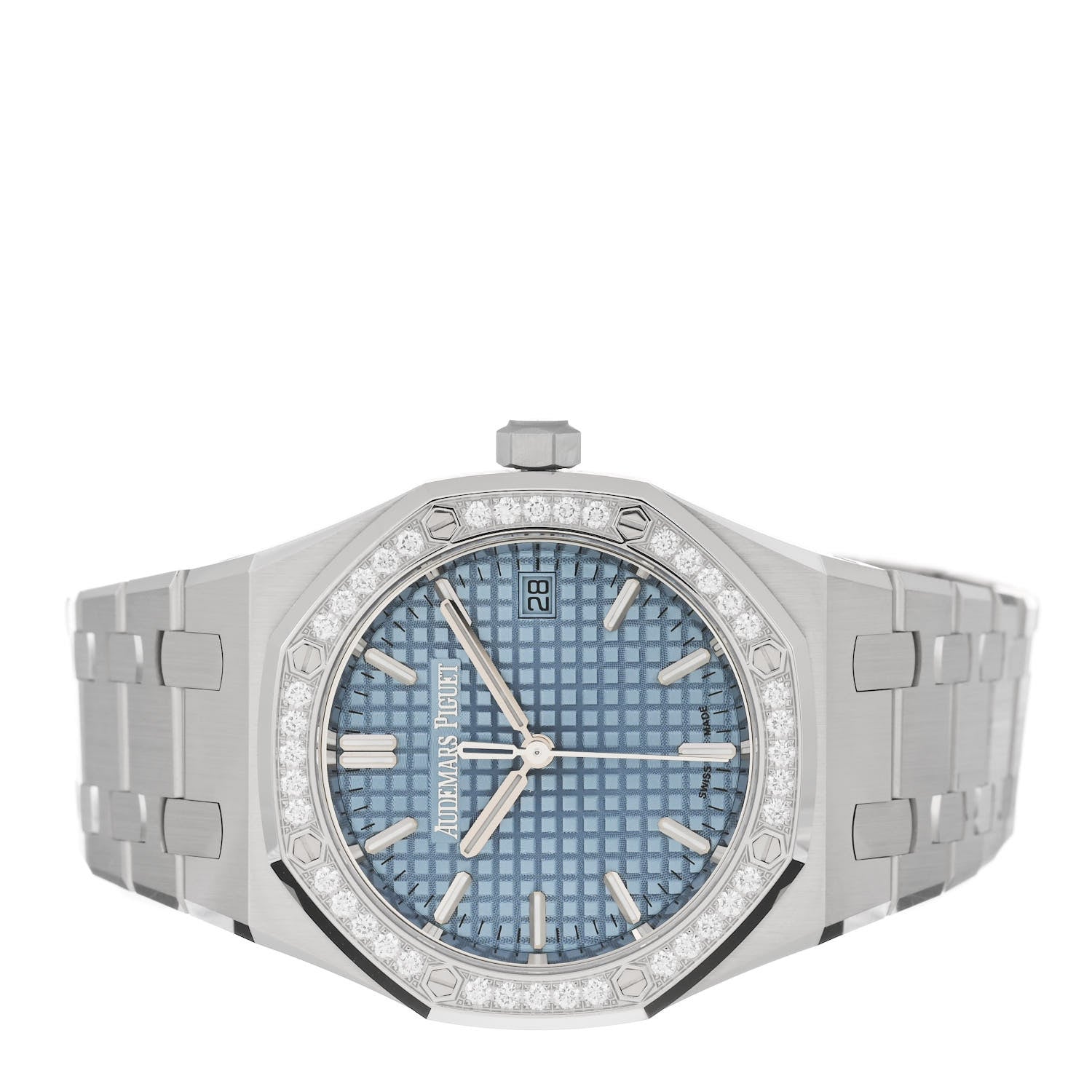 Audemars Piguet Stainless Steel Diamond 34mm Royal Oak Automatic Watch Ice Blue 77451ST.ZZ.1361ST.03 2 of 5