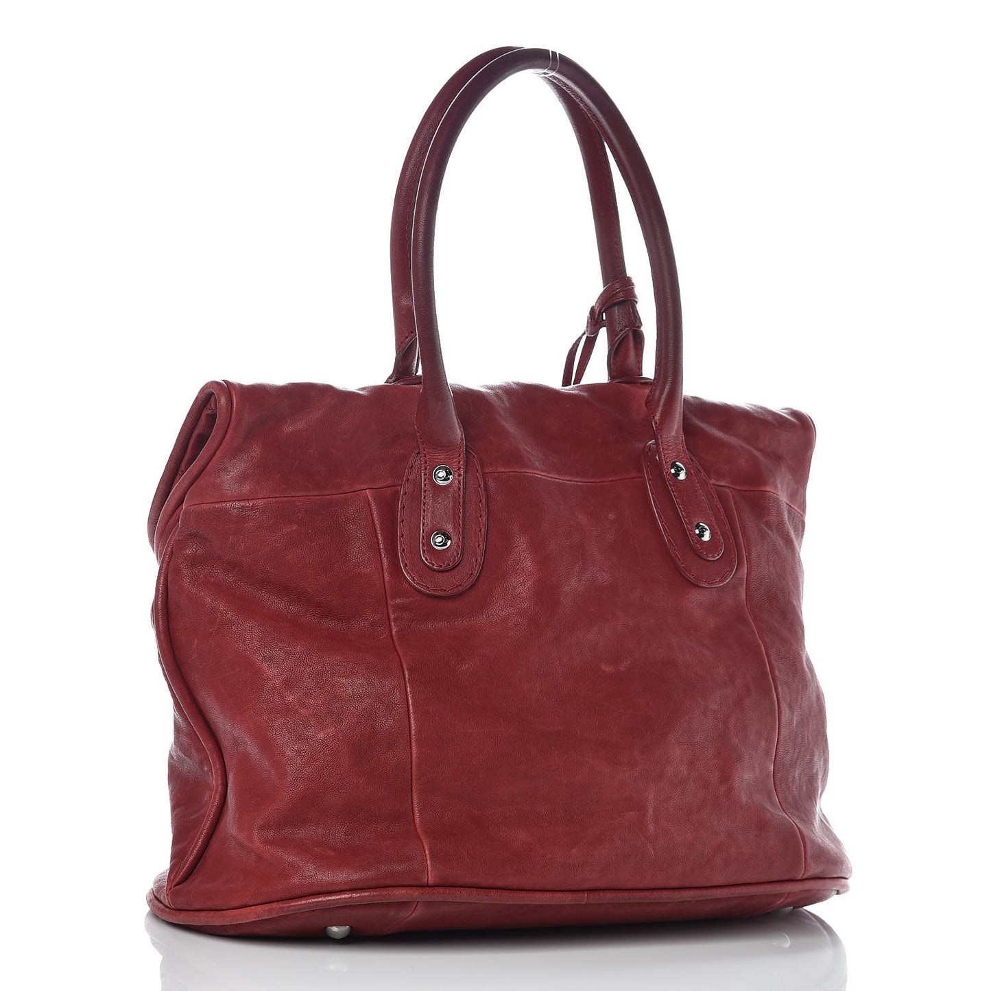 Calfskin Large Traveling Tote Red