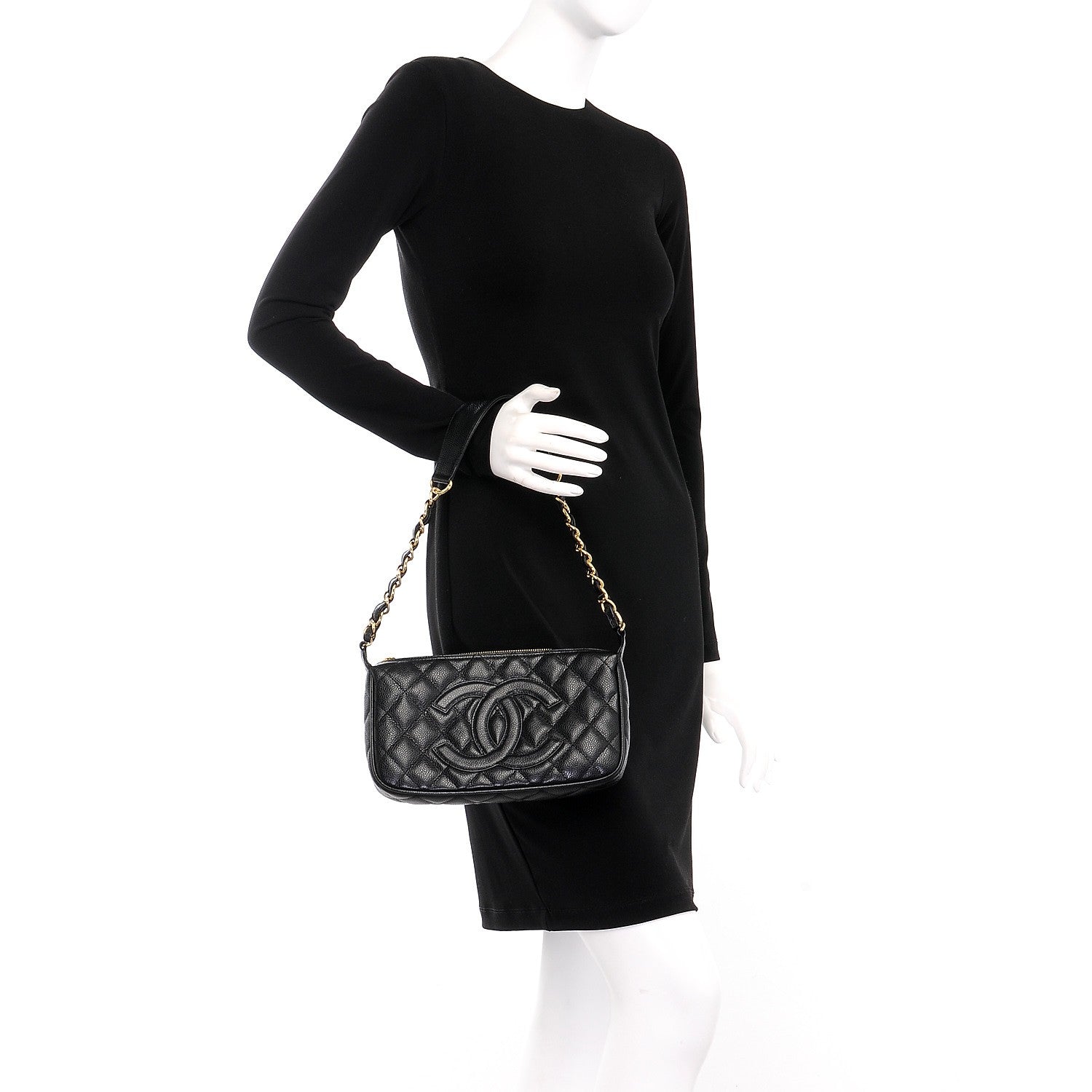 Chanel Caviar Quilted Pochette Black 2 of 8