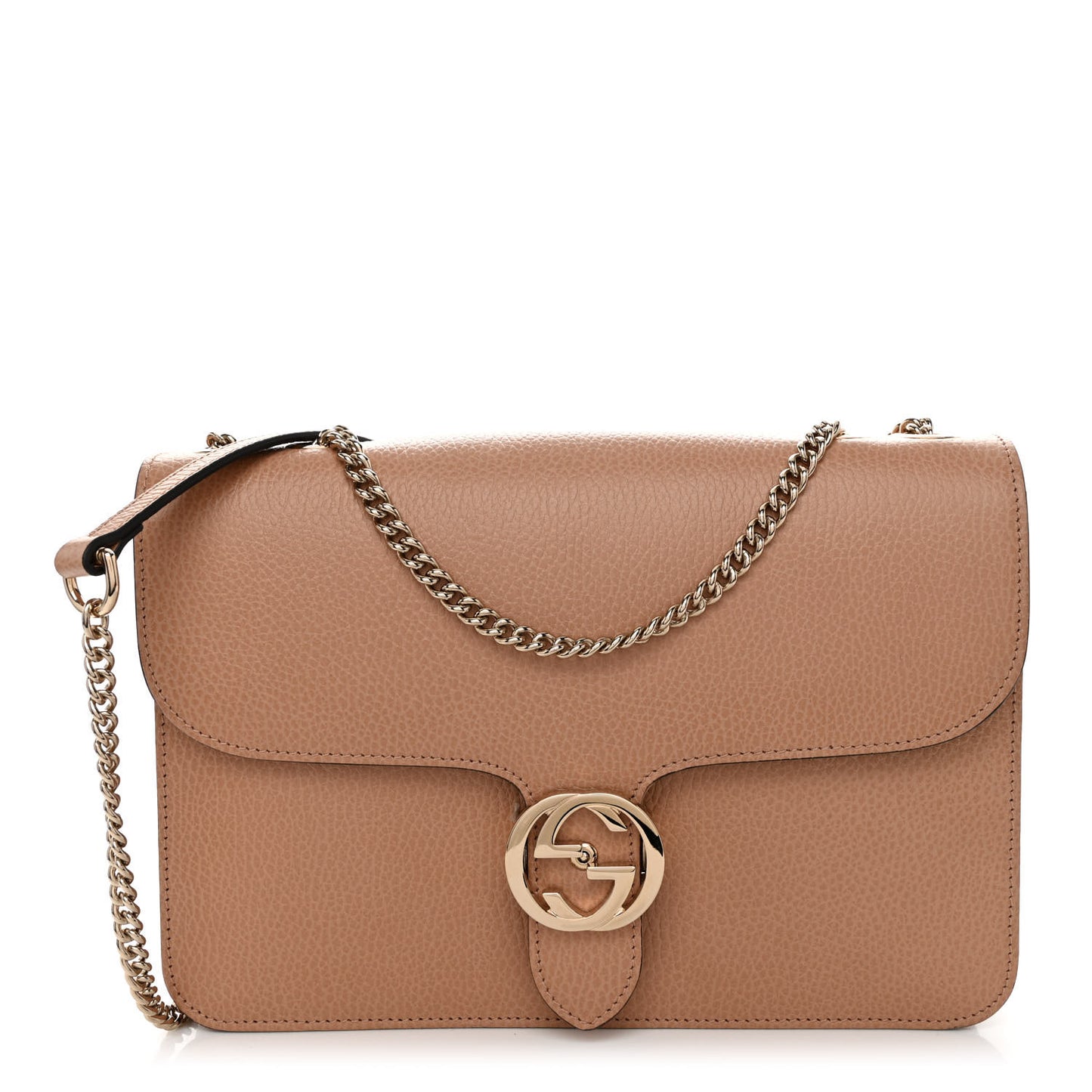 Dollar Calfskin Interlocking G Shoulder Bag Camelia
