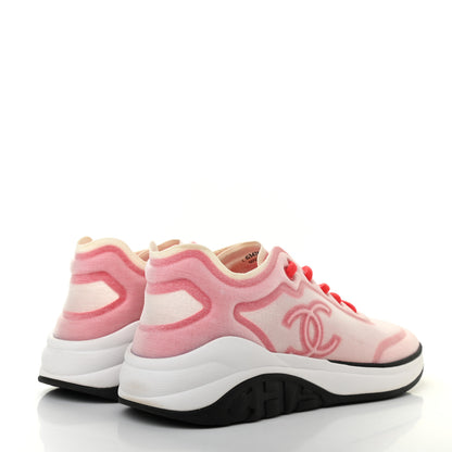 Chanel Mesh Lycra Womens CC Sneakers 39.5 White Red 4 of 8