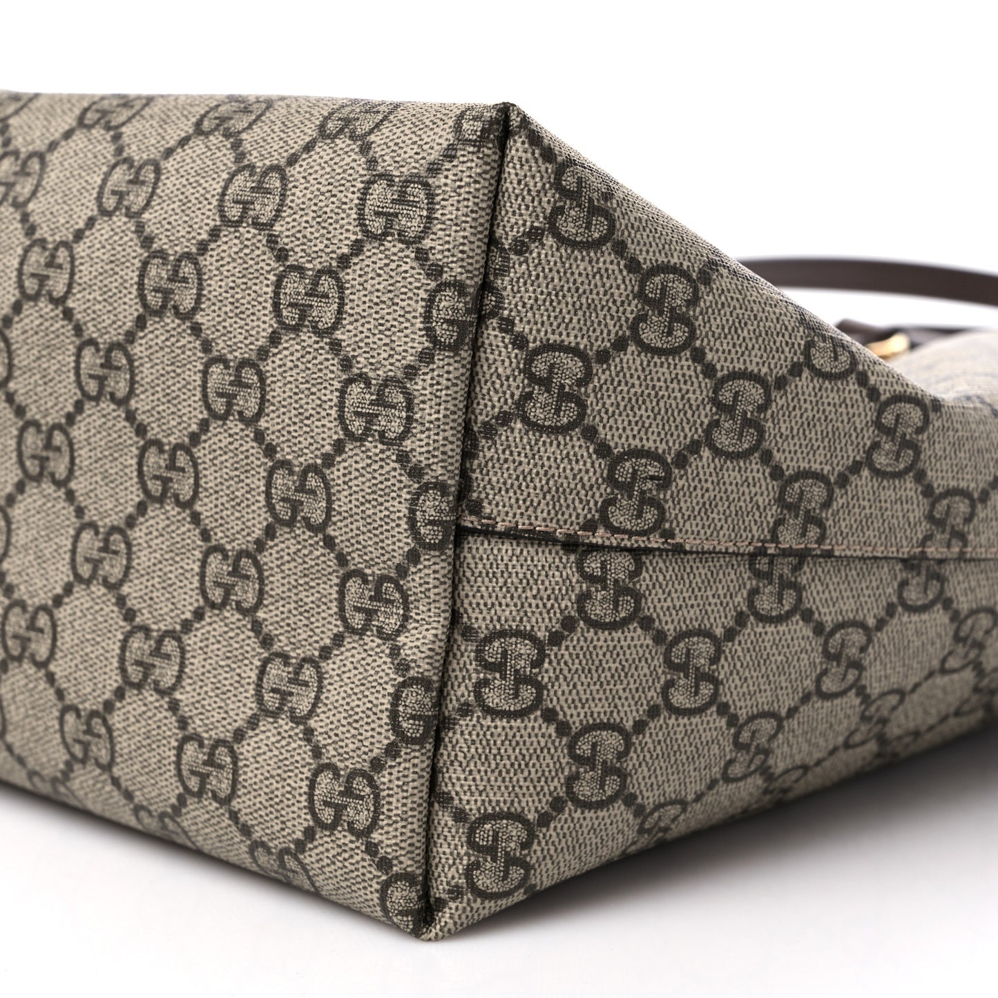 GG Supreme Monogram Textured Calfskin Web Medium Ophidia Shopping Tote Beige Ebony New Acero