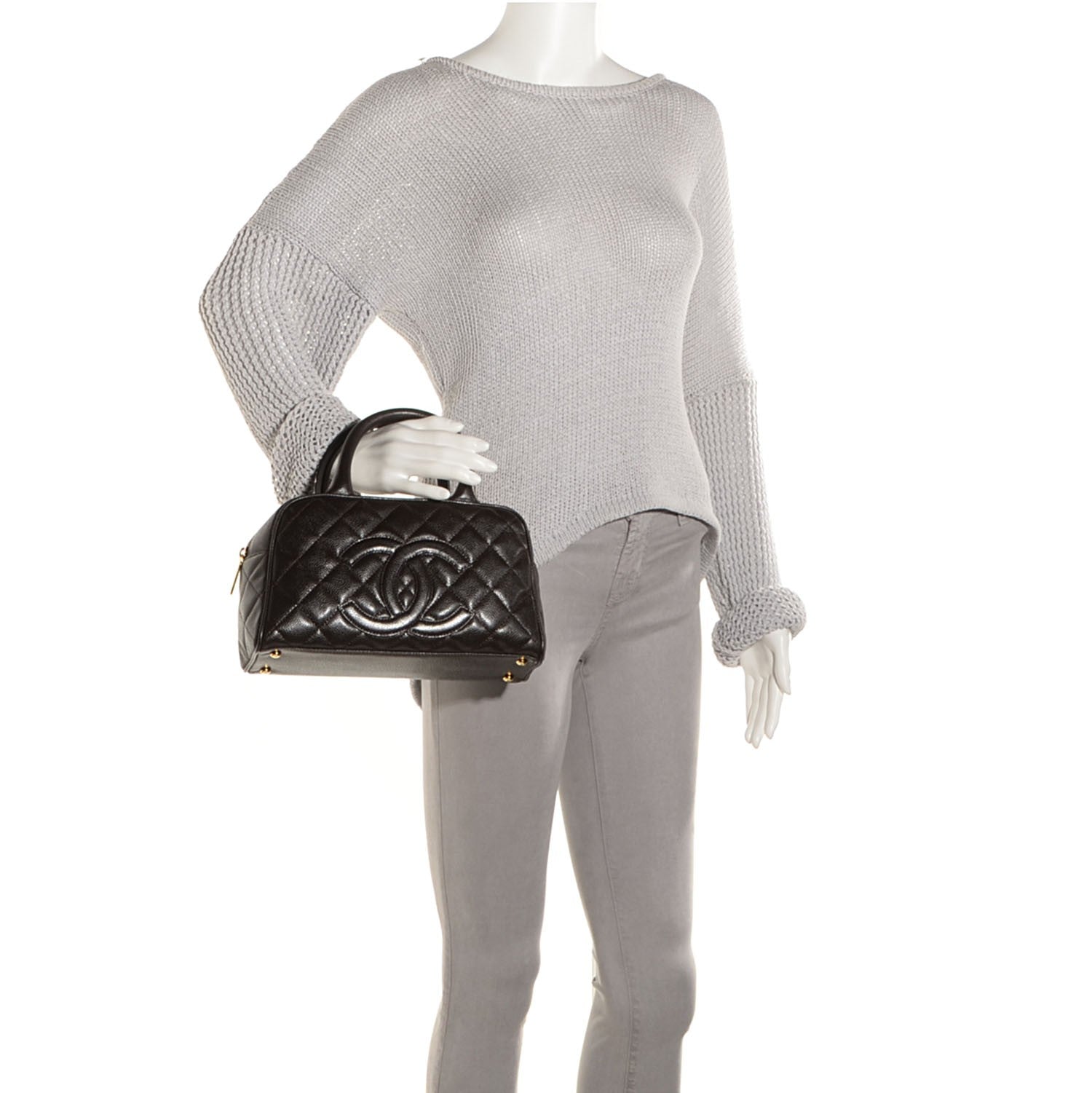 Chanel Caviar Quilted Small Bowler Brown 2 of 7