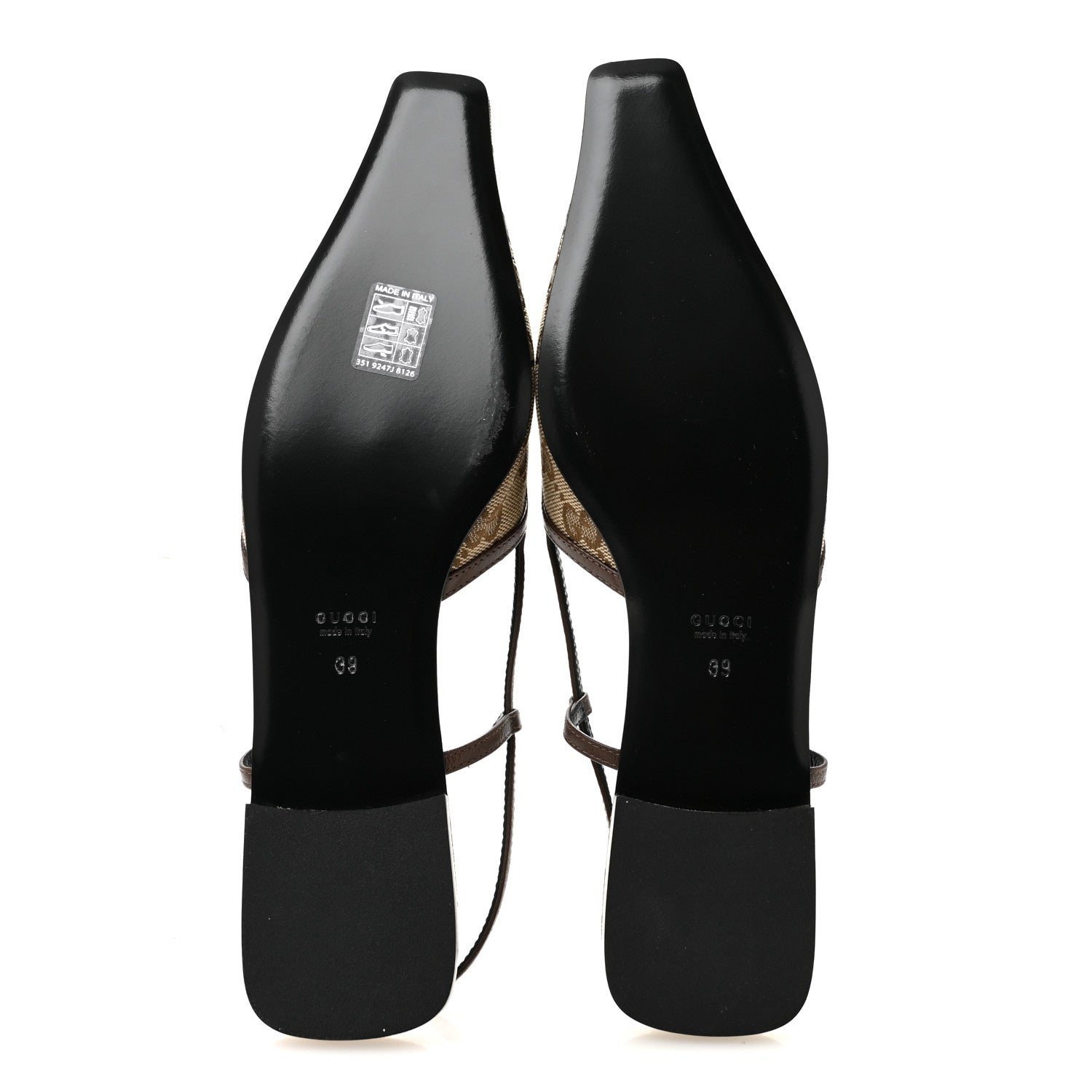 Gucci GG Monogram Malaga Kid Square G 35mm Slingback Pumps 39 Beige Ebony New Acero 7 of 10