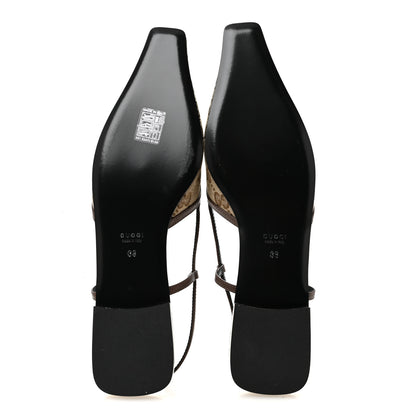 Gucci GG Monogram Malaga Kid Square G 35mm Slingback Pumps 39 Beige Ebony New Acero 7 of 10